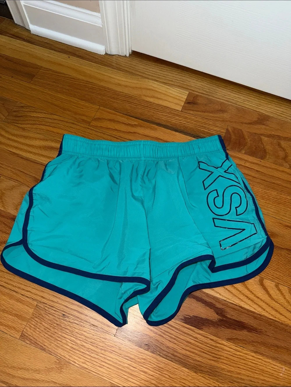 Victoria's Secret Teal Athletic Shorts with Navy Trim